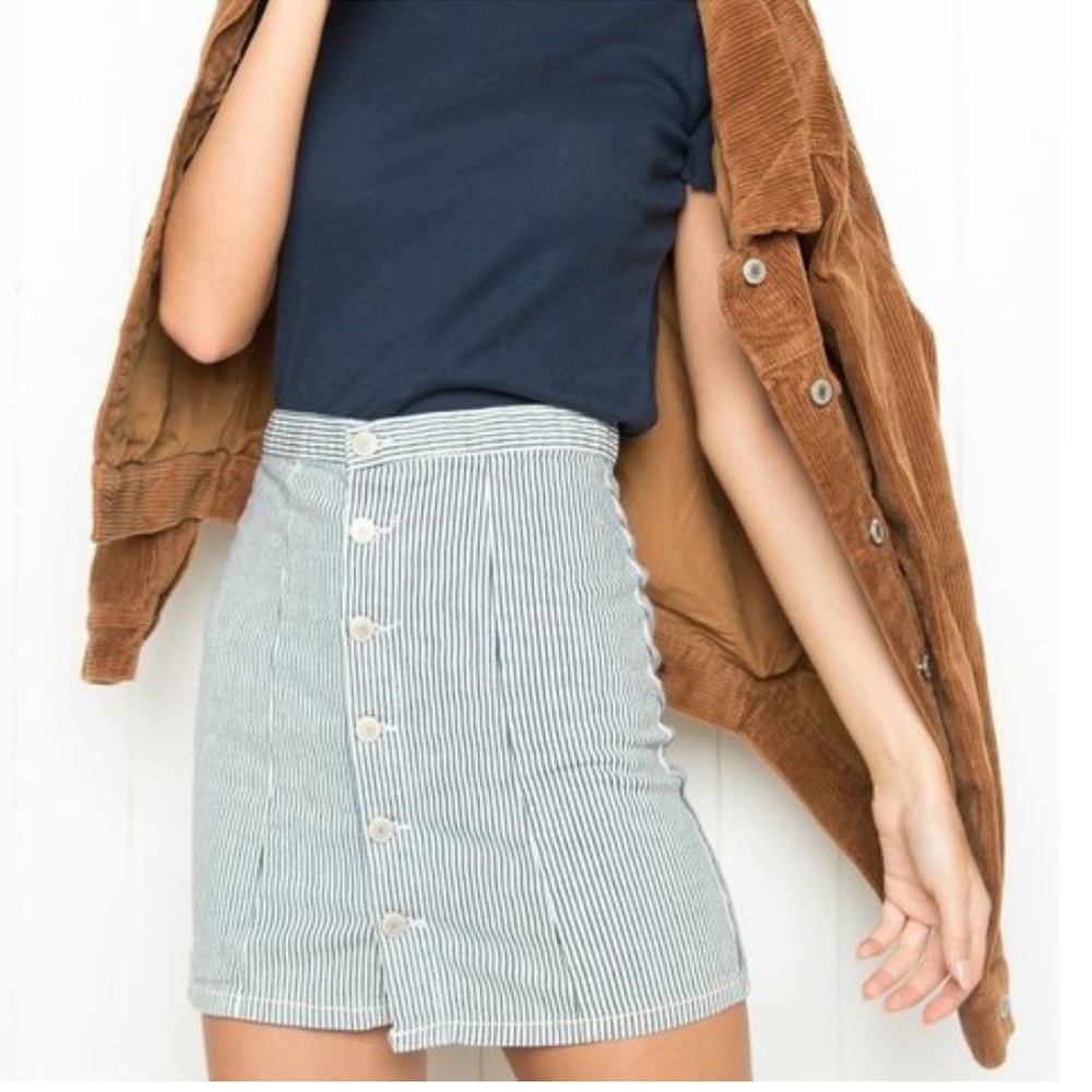 Brandy Melville Pinstripe Navy White Button Skirt